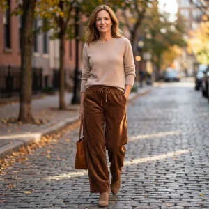 Mila — Wijde Corduroy Broek | 50% KORTING