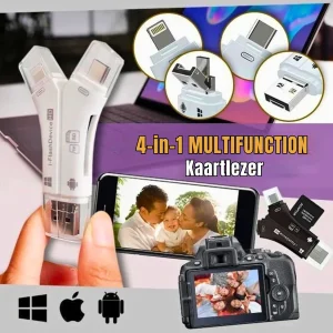 SpeedPort™ – 4-in-1 Draagbare Geheugenkaartlezer voor Mobiele Apparaten | Plug & Play Snelheid in je Zak | 50 % KORTING