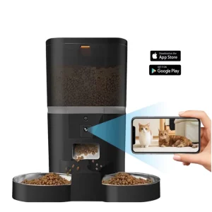 Unopets Dubbele 6L Automatische Voerbak | Video/App | Met Smartphone besturing | Voerdispenser met Camera Voor 2 Huisdieren | 2 Splitter