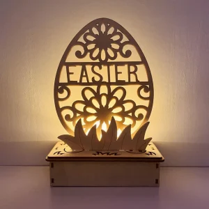 Houten doe-het-zelf-ornament in eivorm